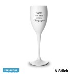 1x Weiße Sektgläser 17cl aus Kunststoff Save Water Drink Champagne