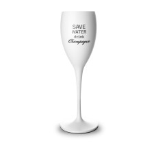 6x Weiße Sektgläser 17cl aus Kunststoff Save Water Drink Champagne