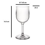 1x Weinglas Kunststoff Plastik PC Mehrweg Glasklar 250 ml Ø 7.4 cm · 16 cm